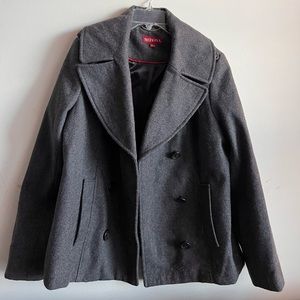 Merona Women’s Winter Pea Coat Double Breasted Wool Blend Gray